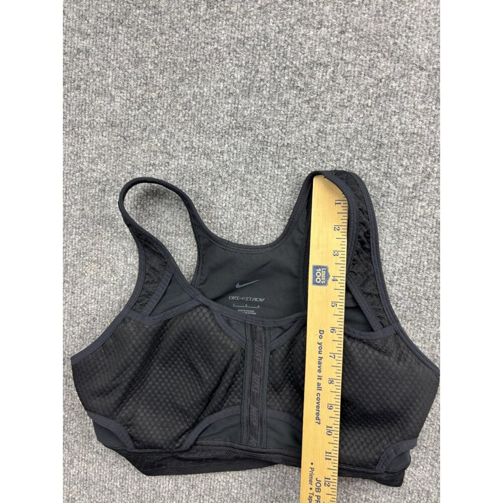 Nike Sports Bra Womens Large Black Dri-FIT ADV Front‎ Zip Racerback Padded Mesh - Picture 4 of 6